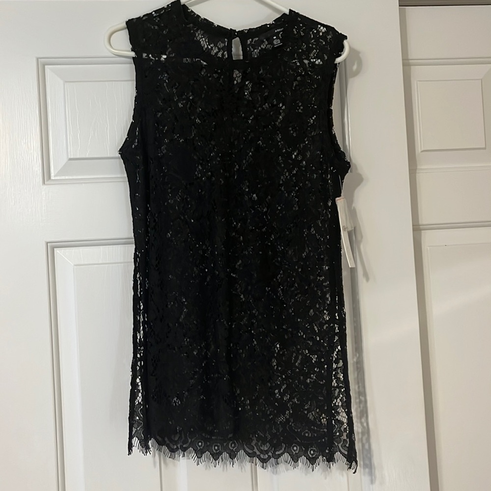 Black lace top - cute to layer over a long sleeve